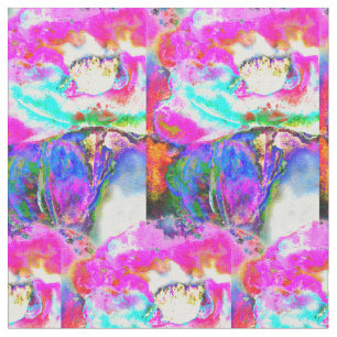 Tela Adormidera rosa, pintura floral acuarela