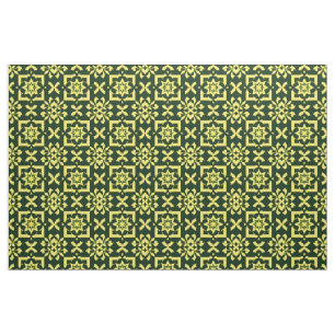 Tela Adorno floral amarillo sobre fondo verde