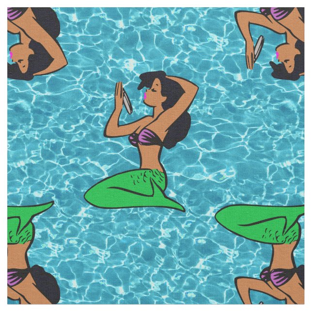 Tela afro latina mermaid océano (De cerca)