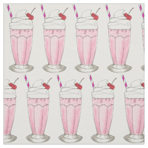 Tela Agitación de helado de fresa rosa batido de fresa