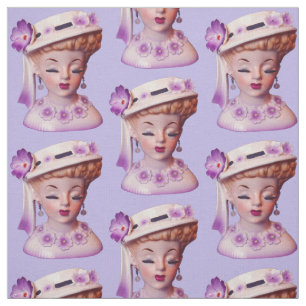 Tela Agradable Lady Head Vase Purple Flowers 1960 Doll