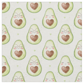 Tela Aguacate Cute en Corazón de Gafas de Acuarela Patr