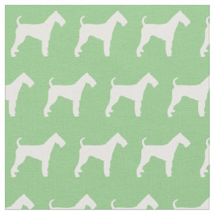 Tela Airedale Terrier Dog Silhouette Mascota Sage Green