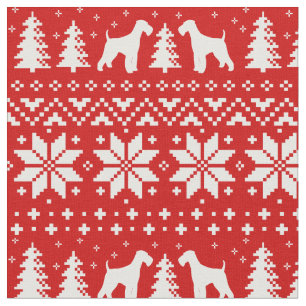 Tela Airedale Terrier Dog Silhouettes Navidades vacacio
