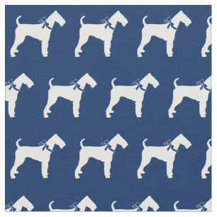 Tela Airedale Terrier Perro Silhouette Mascota Navy Azu