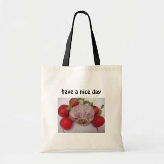 Tela Ajo de bolso con texto: "ten un buen día*