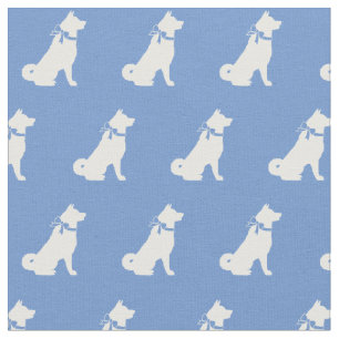 Tela Akita Dog Silhouette Mascota Light Blue