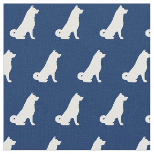 Tela Akita Dog Silhouette Mascota Navy Blue
