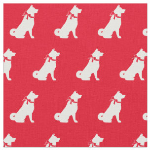Tela Akita Dog Silhouette Mascota Red