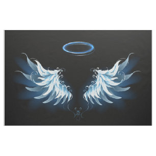 Tela Alas del Ángel Azul brillante sobre fondo negro