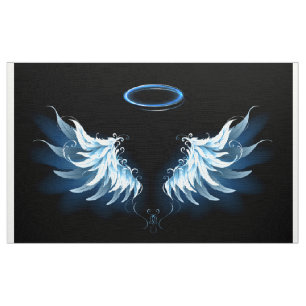 Tela Alas del Ángel Azul brillante sobre fondo negro