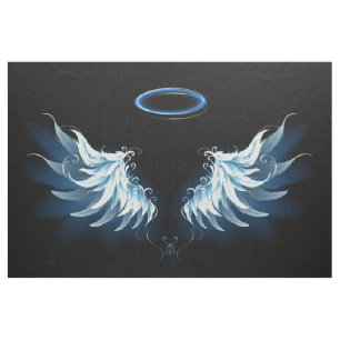 Tela Alas del Ángel Azul brillante sobre fondo negro