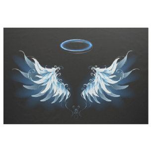 Tela Alas del Ángel Azul brillante sobre fondo negro