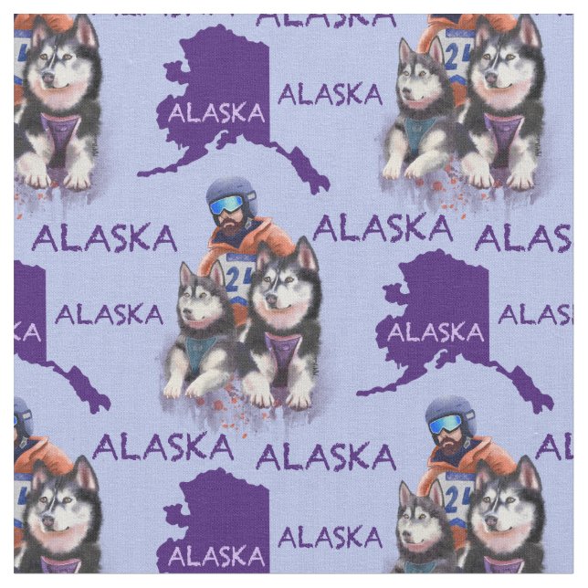 Tela Alaska Musher Y Sus Perros (De cerca)