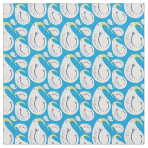 Tela Albatross Ocean Blue Yellow White Birday Cotton