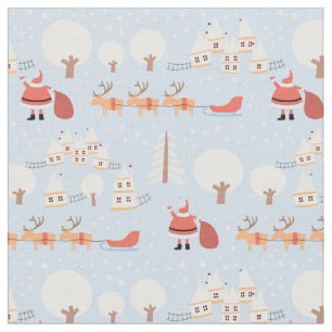 Tela Aldea de Navidades de Santa Festividad y reno dive