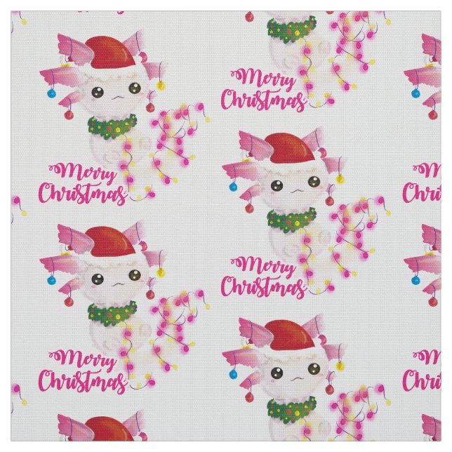 Tela alegre navidad axolotl santa (Retal)