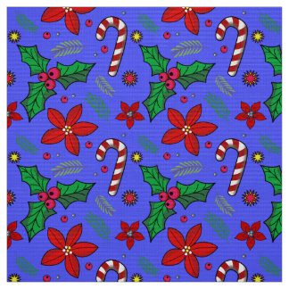Tela Alegre Navidad con Flores de Pascua y acebo