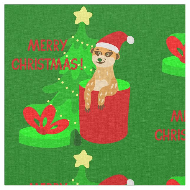 Tela alegre navidad meerkat santa divertido (De cerca)