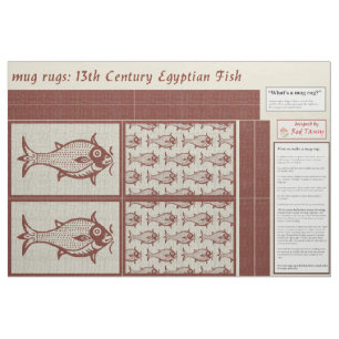 Tela alfombras medievales de peces para taza