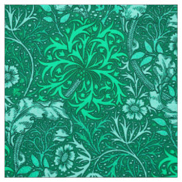 Tela Alga marina de Nouveau del arte floral, turquesa y