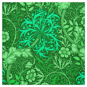 Tela Alga marina floral, verde esmeralda de Nouveau del