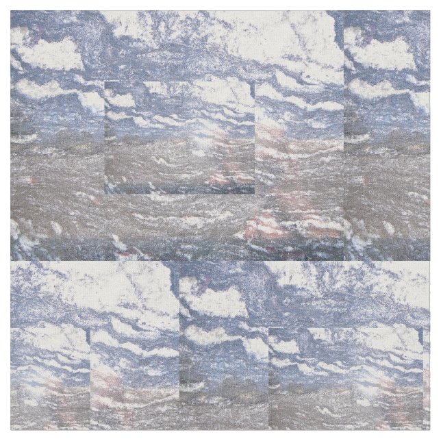 Tela Algodón de mármol negro y azul (De cerca)