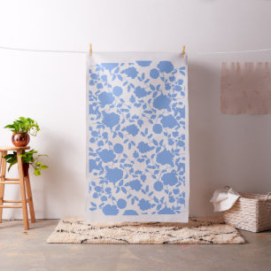 Tela Algodón De Tejido Floral Azul Delft