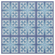 Algodón mediterráneo azul marroquí en mosaico o co