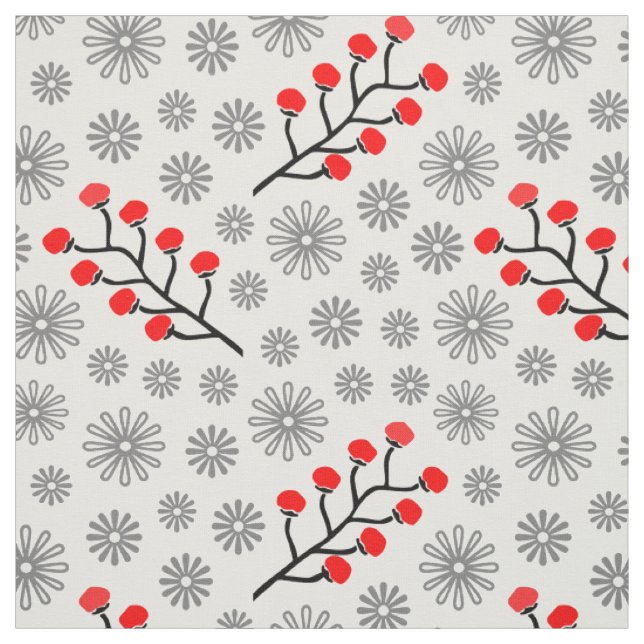 Tela Algodón rojo y gris moderno (56" de ancho) (Retal)