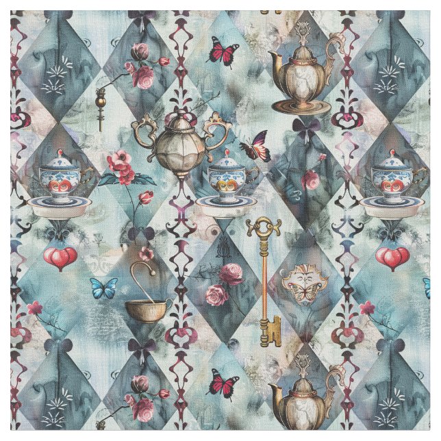 Tela Alice in Wonderland Pattern Fabric (De cerca)
