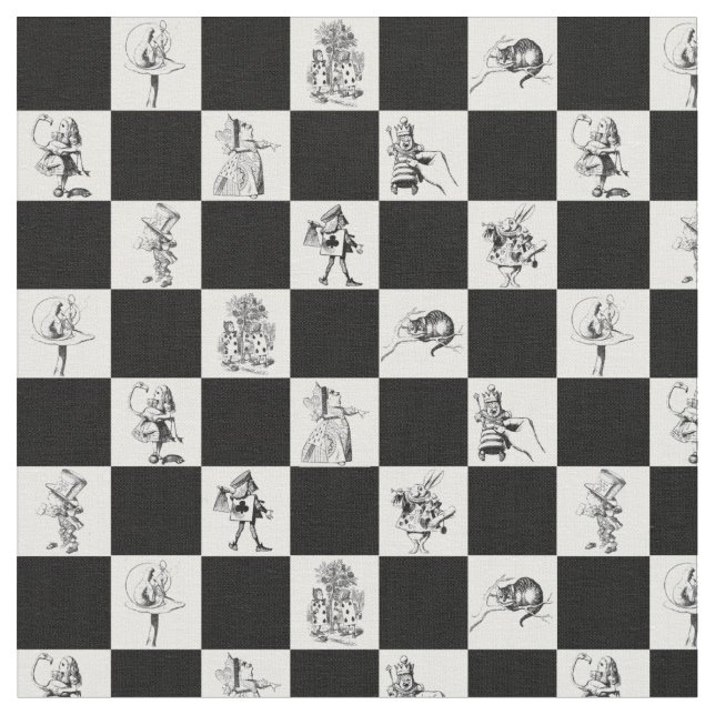 Tela Alicia en blanco y negro en tablero de ajedrez (De cerca)
