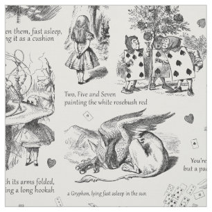 Tela Alicia en el tocador blanco negro de Wonderland