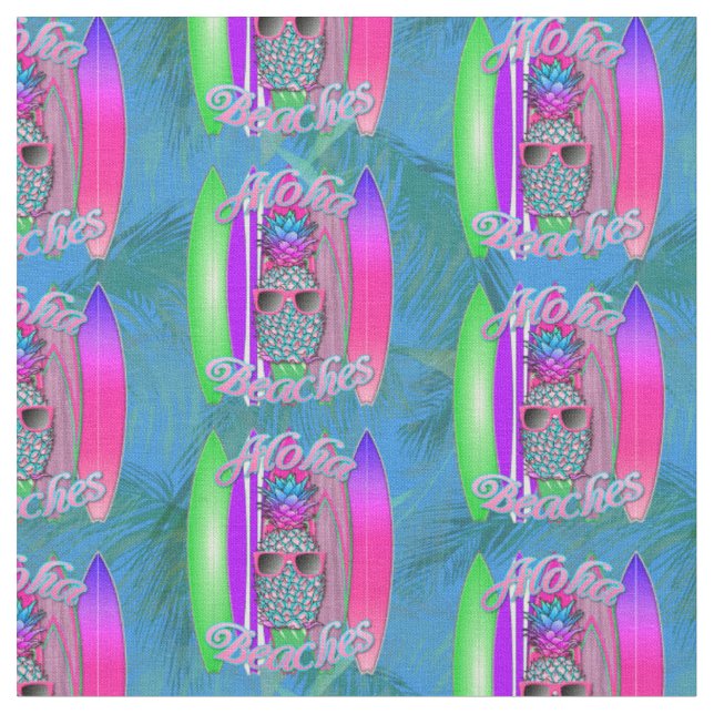 Tela Aloha Bebidas Surf Verano Piña (De cerca)