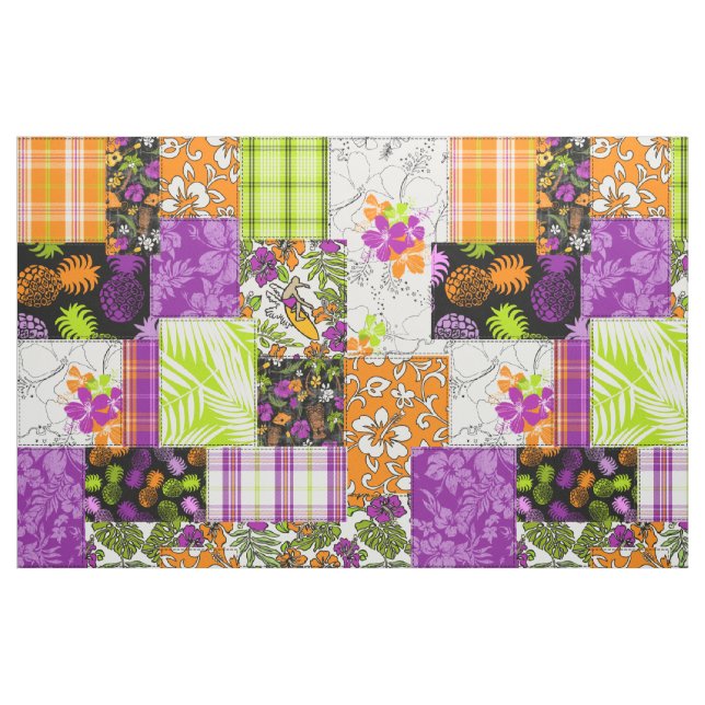 Tela Aloha Patchwork Impresiones Tropicales Hawaianas - ("Cuarto gordo" (fat quarter))