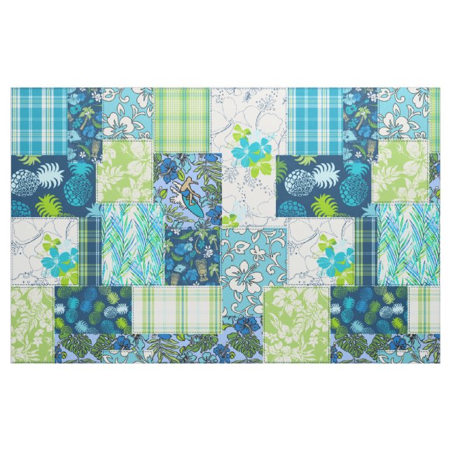 Tela Aloha Patchwork Impresiones Tropicales Hawaianas - ("Cuarto gordo" (fat quarter))