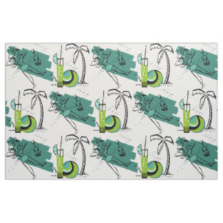 TELA ALOHA: RETRO BEACH GRÁFICO EN AQUA Y VERDE