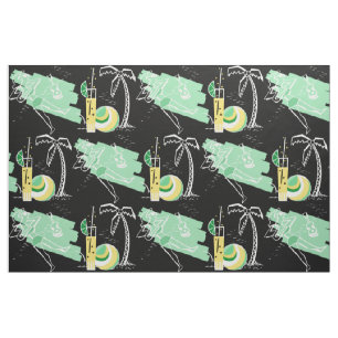 TELA ALOHA: RETRO BEACH GRÁFICO EN VERDE Y AMARILLO
