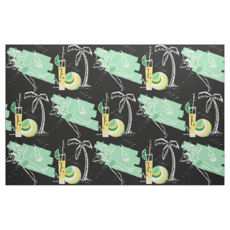 TELA ALOHA: RETRO BEACH GRÁFICO EN VERDE Y AMARILLO