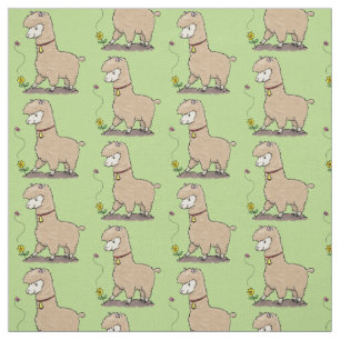 Tela Alpaca feliz con personalizado de mariposa