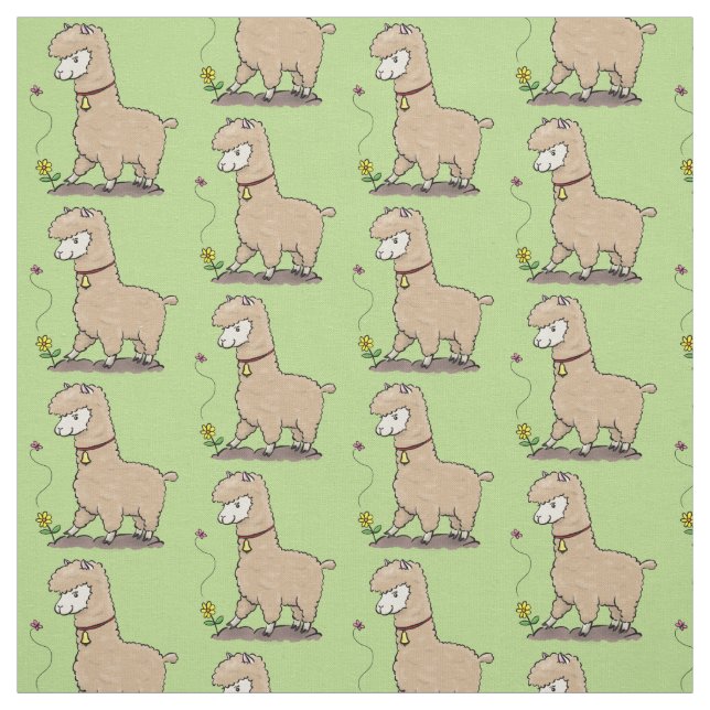 Tela Alpaca feliz con personalizado de mariposa (Retal)