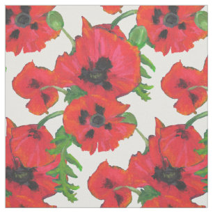 Tela Amapolas orientales rojas en el blanco a modificar