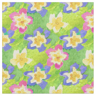 Tela amarilla azul rosada bonita de las primaveras