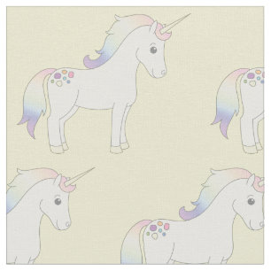 Tela Amarillo arcoiris pastoral de unicornio