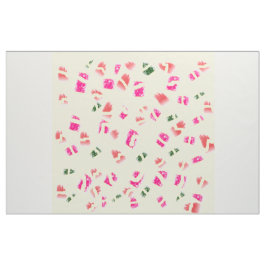 Tela amarillo crema pálida con un patrón verde cereza