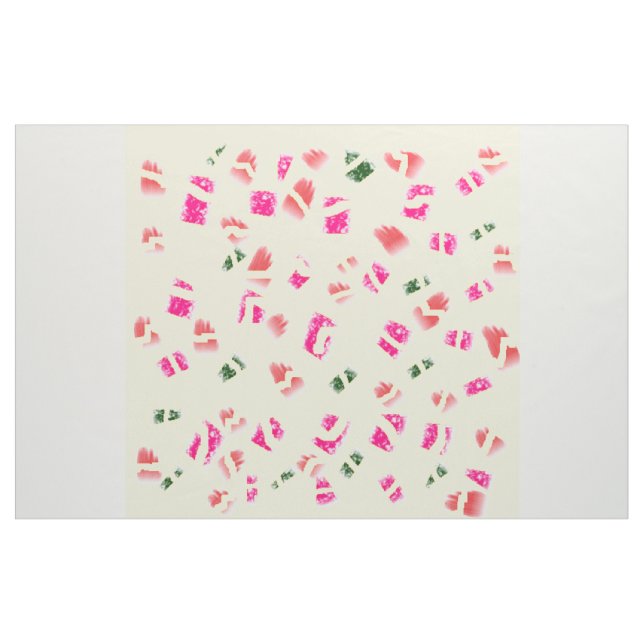 Tela amarillo crema pálida con un patrón verde cereza (Yarda)