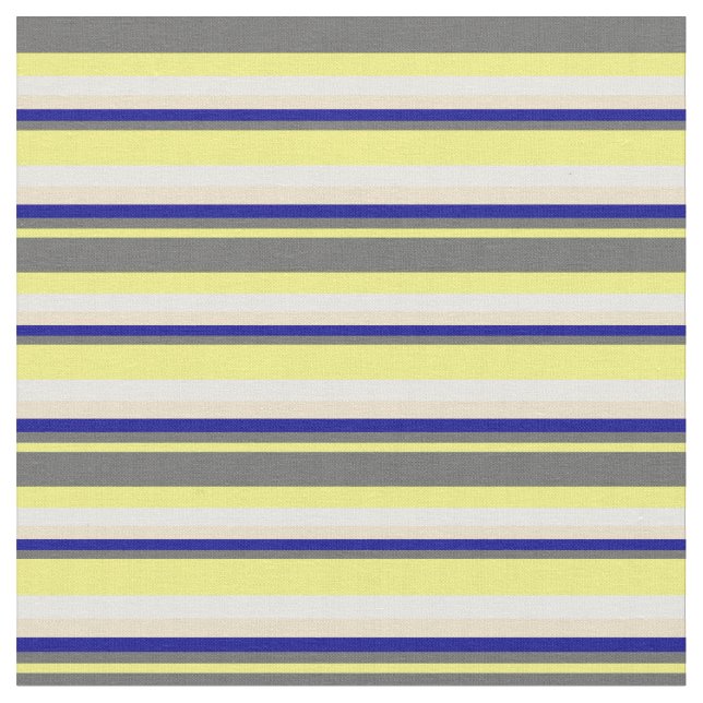 Tela Amarillo, gris oscuro, azul oscuro, franjas de bla (De cerca)
