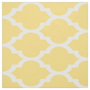 Tela Amarillo mostaza, patrón de quatrefoil marroquí 