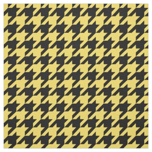 Tela Amarillo piña, patrón de Houndstoth negro #2M (Retal)