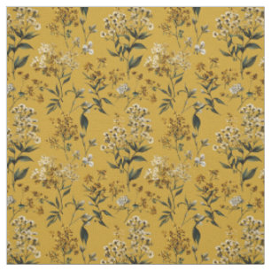 Tela Amarillo Rústico Botánico Bold Vintage Boho Floral